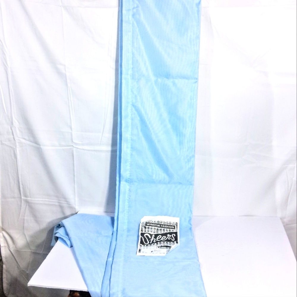 2 Panels Elegant Vintage 40" X 84" Dupont Dacron Translucent Baby Blue Curtains